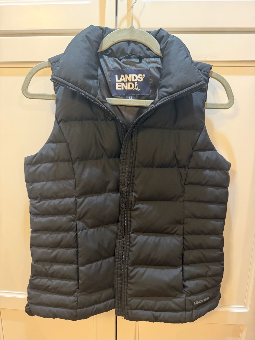 Lands' End Black Quilted Vest with Hood